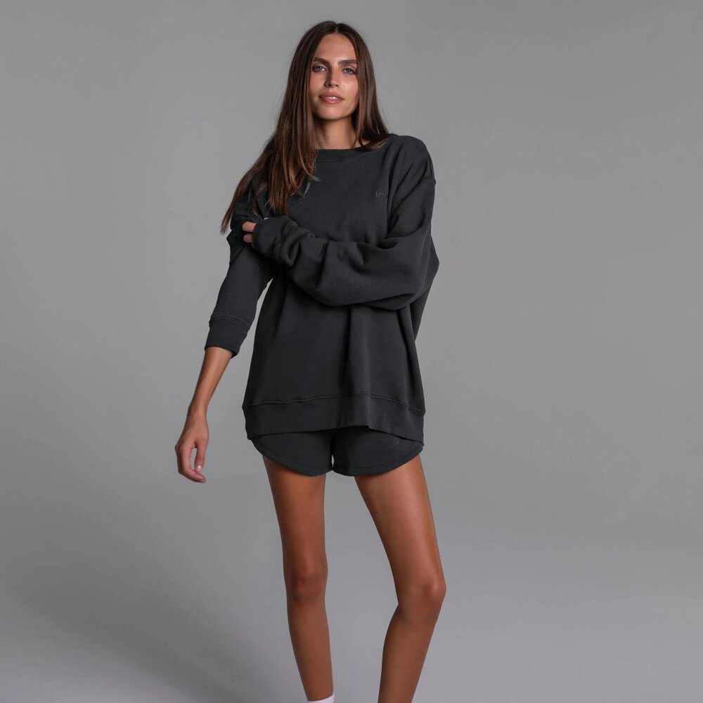 NEW LDMA All Day Crew Crewneck Sweatshirt in Vintage Black